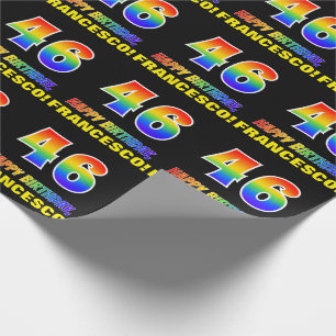 46th Birthday: Bold, Fun, Simple, Rainbow 46 Wrapping Paper