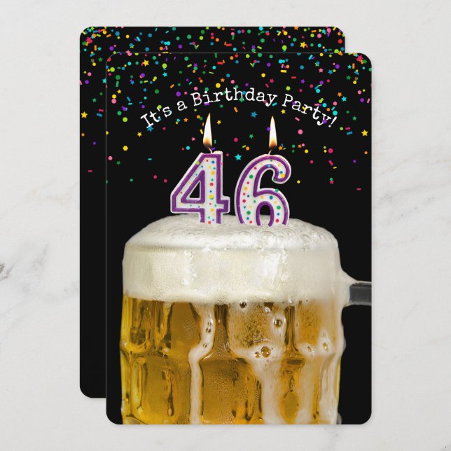 46th Birthday Candle Party Invitation (Front/Back)