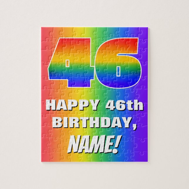 46th Birthday: Colourful, Fun Rainbow Pattern # 46 Jigsaw Puzzle (Vertical)