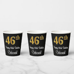 46th Birthday - Elegant Luxurious Faux Gold Look # Paper Cups