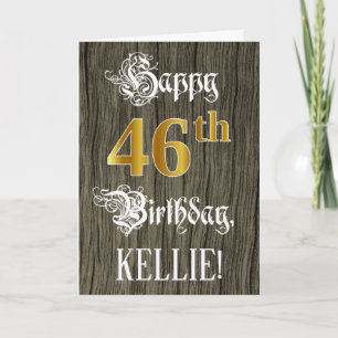 46th Birthday: Faux Gold Look + Faux Wood Pattern Card