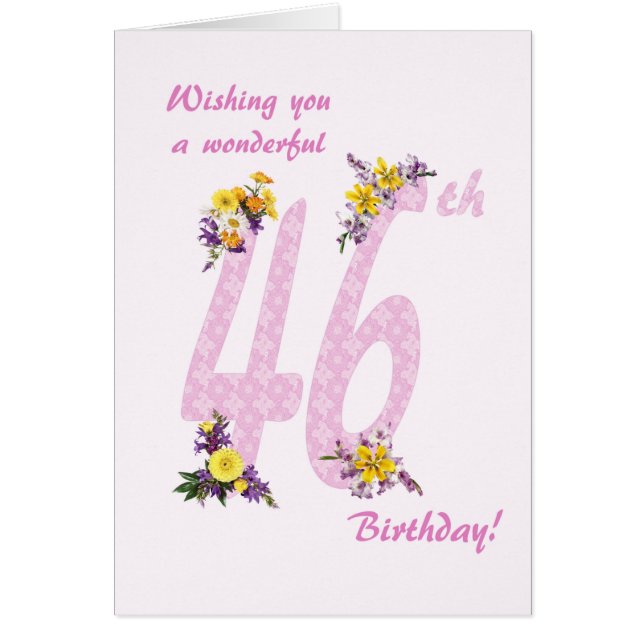 46th Birthday Flower Decorated Numbers (Front)