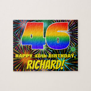 46th Birthday: Fun, Colourful Celebratory Firework Jigsaw Puzzle