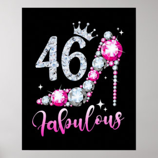 46th Birthday High Heel Shoes Crown Diamond Poster