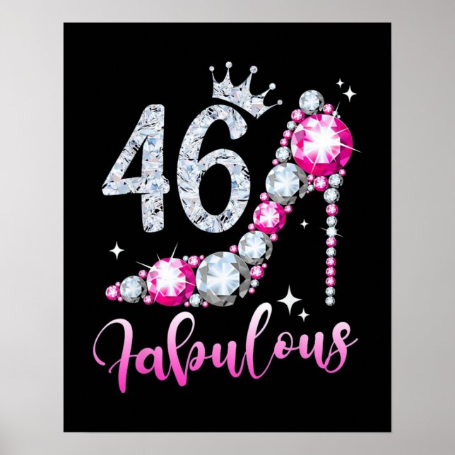 46th Birthday High Heel Shoes Crown Diamond Poster (Front)