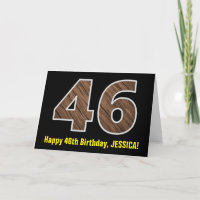 46th Birthday: Name + Faux Wood Grain Pattern "46"