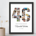 46th Birthday Number 46 Custom Photo Collage Poster<br><div class="desc">Celebrate 46th birthday with this personalised number 46 photo collage poster. This customisable gift is also perfect for wedding anniversary. It's a great way to display precious memories from your wedding and married life. The poster features a collage of photos capturing those special moments, and it can be customised with...</div>