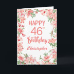 46th Birthday Pink Peach Peonies Watercolor Floral Card<br><div class="desc">46th Birthday Pink Peach Peonies Watercolor Floral Birthday Card. For further customisation,  please click the "Customise it" button and use our design tool to modify this template.</div>