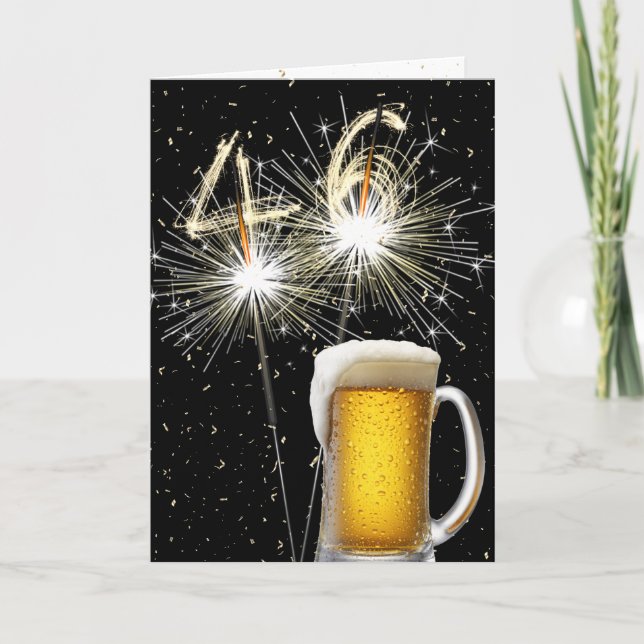 46th Birthday Sparklers With Beer Mug Card (Front)
