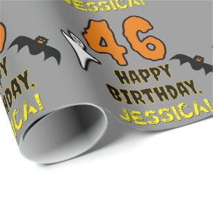 46th Birthday: Spooky Halloween Theme, Custom Name Wrapping Paper