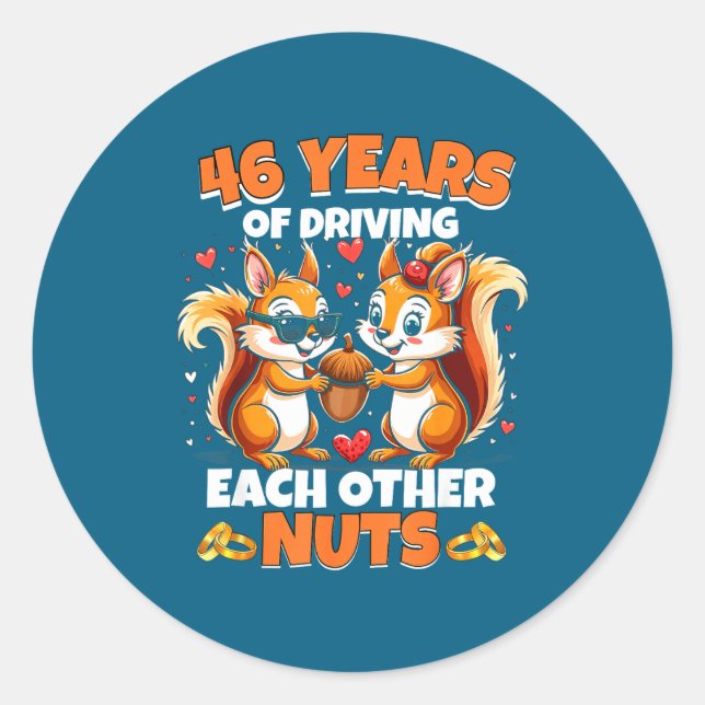46th Wedding Anniversary 46 Driving Classic Round Sticker (Front)