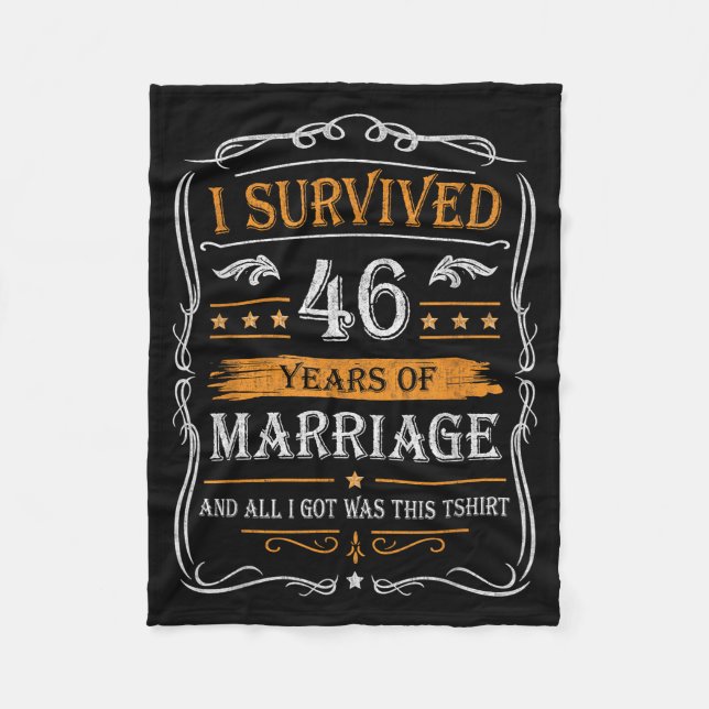 46th Wedding Anniversary Shirt Couples Husband Wif Fleece Blanket (Front)