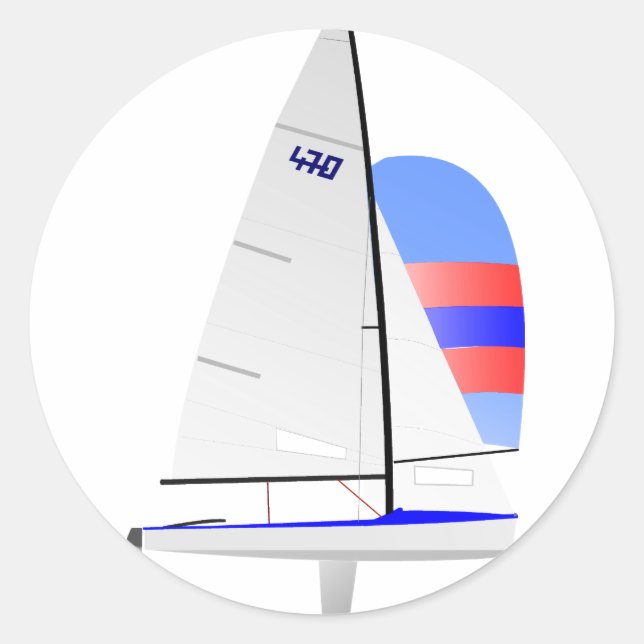 470  Racing Sailboat onedesign Olympic Class Classic Round Sticker (Front)