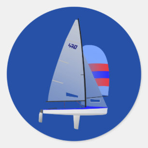 470  Racing Sailboat onedesign Olympic Class Classic Round Sticker