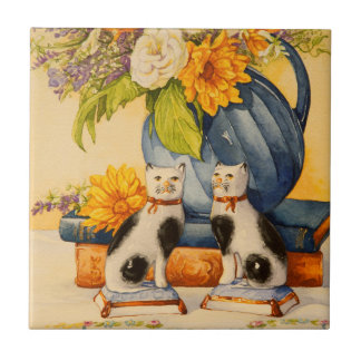 4776 Porcelain Cats with Blue Pitcher Tile