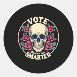 47 Feminist Vote Women Are Smarter Vintage Skull R Classic Round Sticker