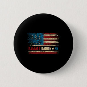 47 For President Usa American Flag Kamala Harris 2 6 Cm Round Badge