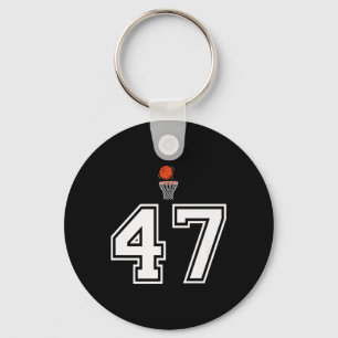 47 Number Basketball Style Vintage White Premium Key Ring