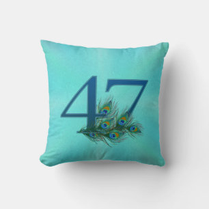 47 Peacock Feather Birthday Anniversary Elegant Th Cushion