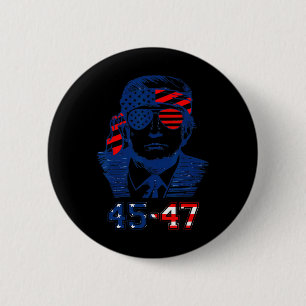 47 Trump 2024 American Flag  6 Cm Round Badge