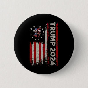 47 Trump 2024 American Flag 6 Cm Round Badge