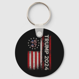 47 Trump 2024 American Flag (on Back) 1  Key Ring