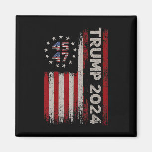 47 Trump 2024 American Flag (on Back) 1  Magnet