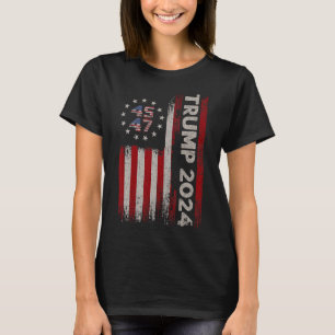 47 Trump 2024 American Flag (on Back) 1  T-Shirt