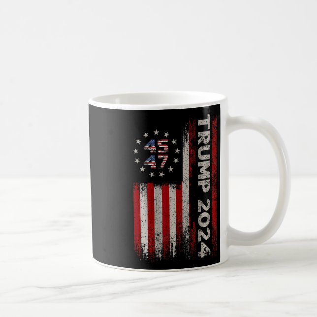 47 Trump 2024 American Flag (on Back)  Coffee Mug (Right)