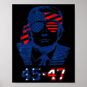 47 Trump 2024 American Flag Poster