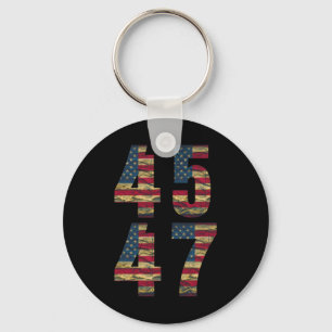 47 Trump Mens Vintage American Flag Trump 2024  Key Ring