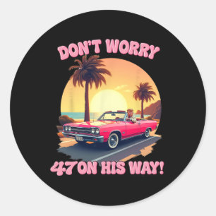 47 Trump Pink Car Ride Retro Vintage Style Beach S Classic Round Sticker