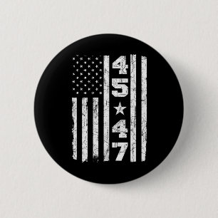 47 Trump Vintage Usa Flag 2024 President Election  6 Cm Round Badge