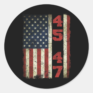 47 Trump Vintage Usa Flag 2024 President Election  Classic Round Sticker