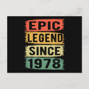 47 Years Old Bday 1978 Epic Legend 47th Birthday Postcard