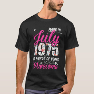 47th Birthday Awesome Since July 1975 Floral T-Shirt