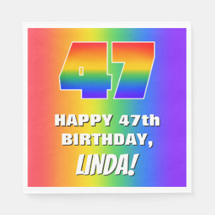 47th Birthday: Colourful, Fun Rainbow Pattern # 47 Napkin
