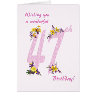 47th Birthday Flower Decorated Numbers