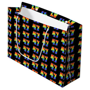 47th Birthday: Fun Rainbow Event Number 47 Pattern Large Gift Bag
