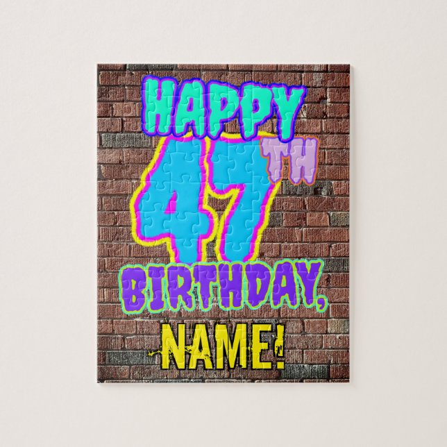 47th Birthday ~ Fun, Urban Graffiti Inspired Look Jigsaw Puzzle (Vertical)