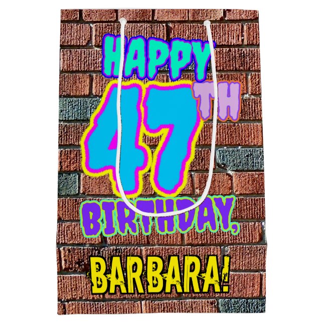 47th Birthday: Fun, Urban Graffiti Inspired Look Medium Gift Bag (Back)