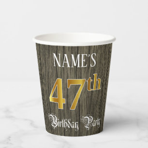 47th Birthday Party — Faux Gold & Faux Wood Look Paper Cups