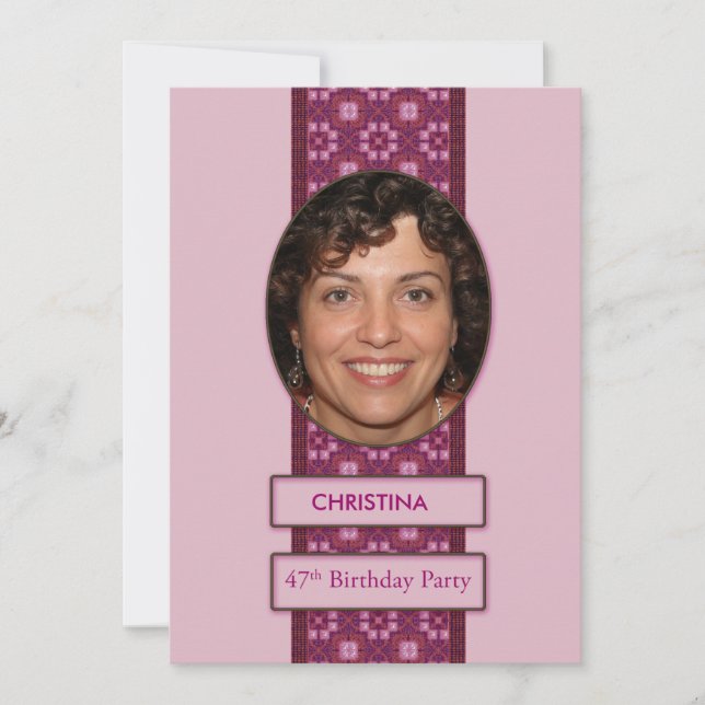 47th Birthday Party Invitation Picture and Name (Front)
