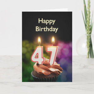 47th Birthday with cake and candles Card