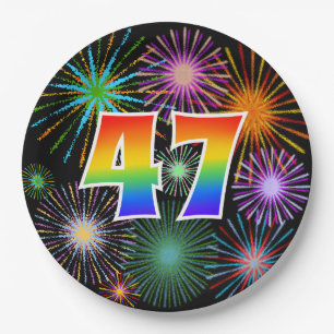 47th Event - Fun, Colourful, Bold, Rainbow 47 Paper Plate