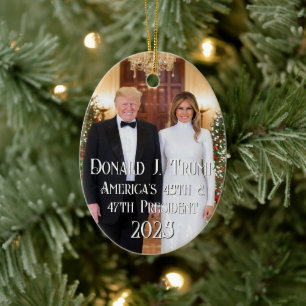 47th President Donald Trump Melania 2024 Christmas Ceramic Tree Decoration