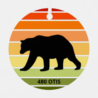 480 Otis Bear Silhouette on Gradient Sun  Metal Tree Decoration
