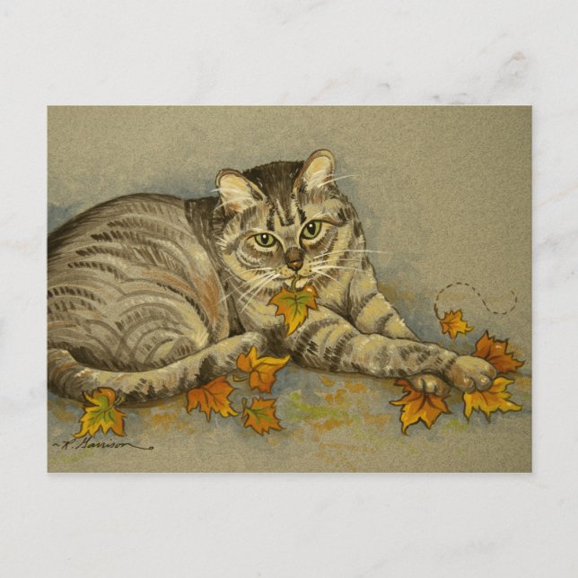 4872 Autumn Cat Postcard (Front)