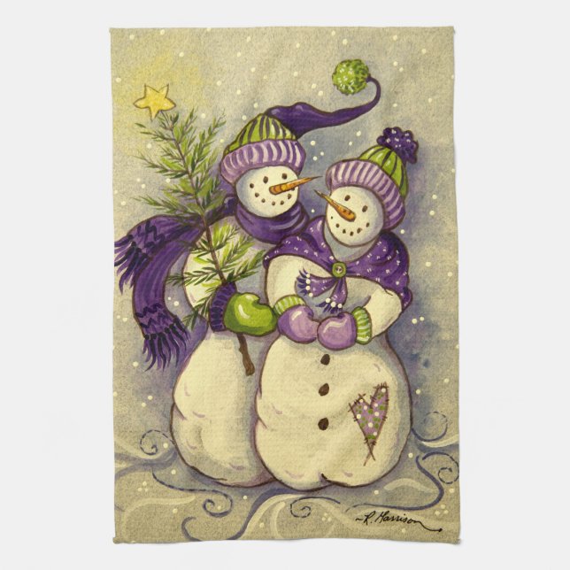 4882 Snowmen Christmas Tea Towel (Vertical)