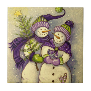 4882 Snowmen Christmas Tile